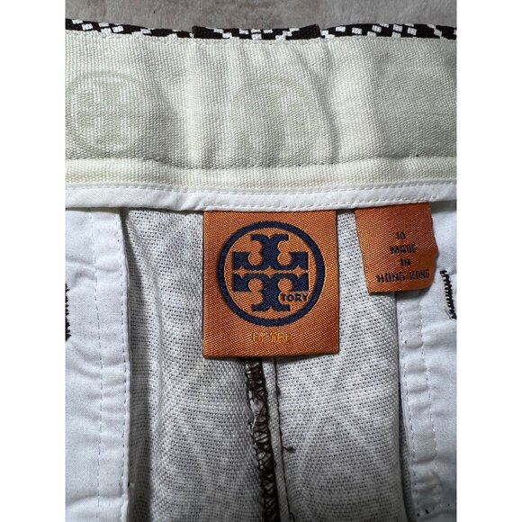 Tory Burch Geometric Print Womens Golf Pants Size 10 Brown & White Cotton Blend - Picture 6 of 13